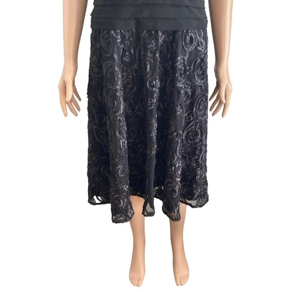 Adriana Papell Cocktail Dress Womens Size 16 Plus Size Black Lace - Picture 8 of 13